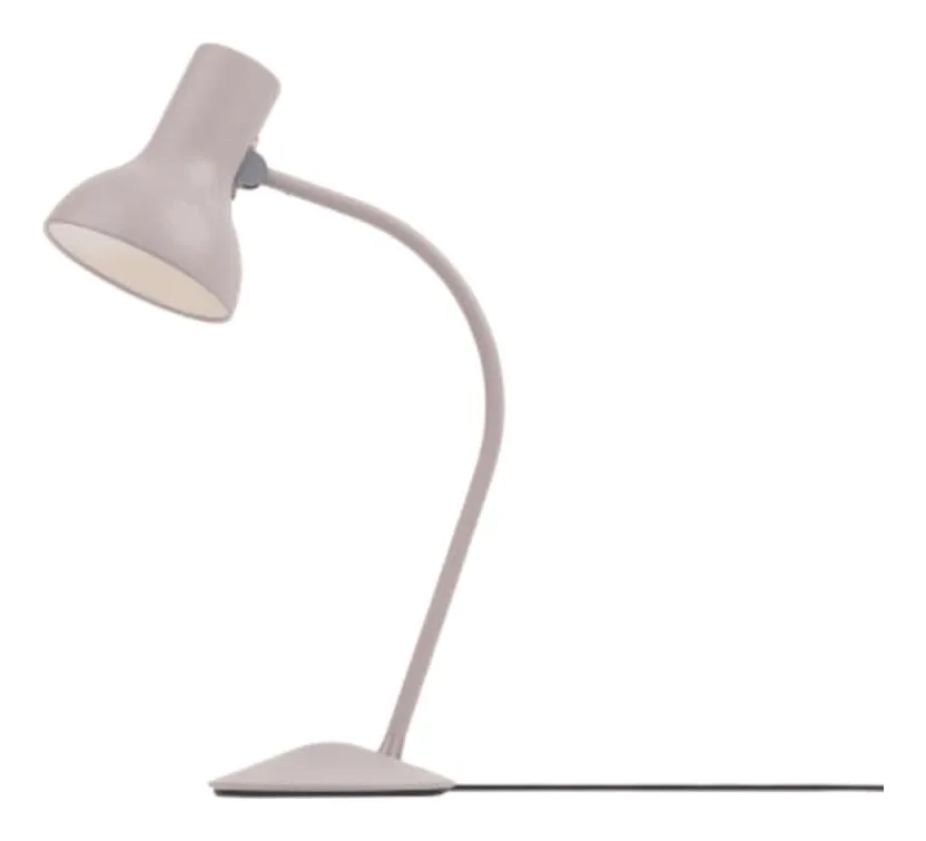 Anglepoise Type 75 Mini table lamp in Mole Grey: a curved single stem with a pivoting shade on a low domed base