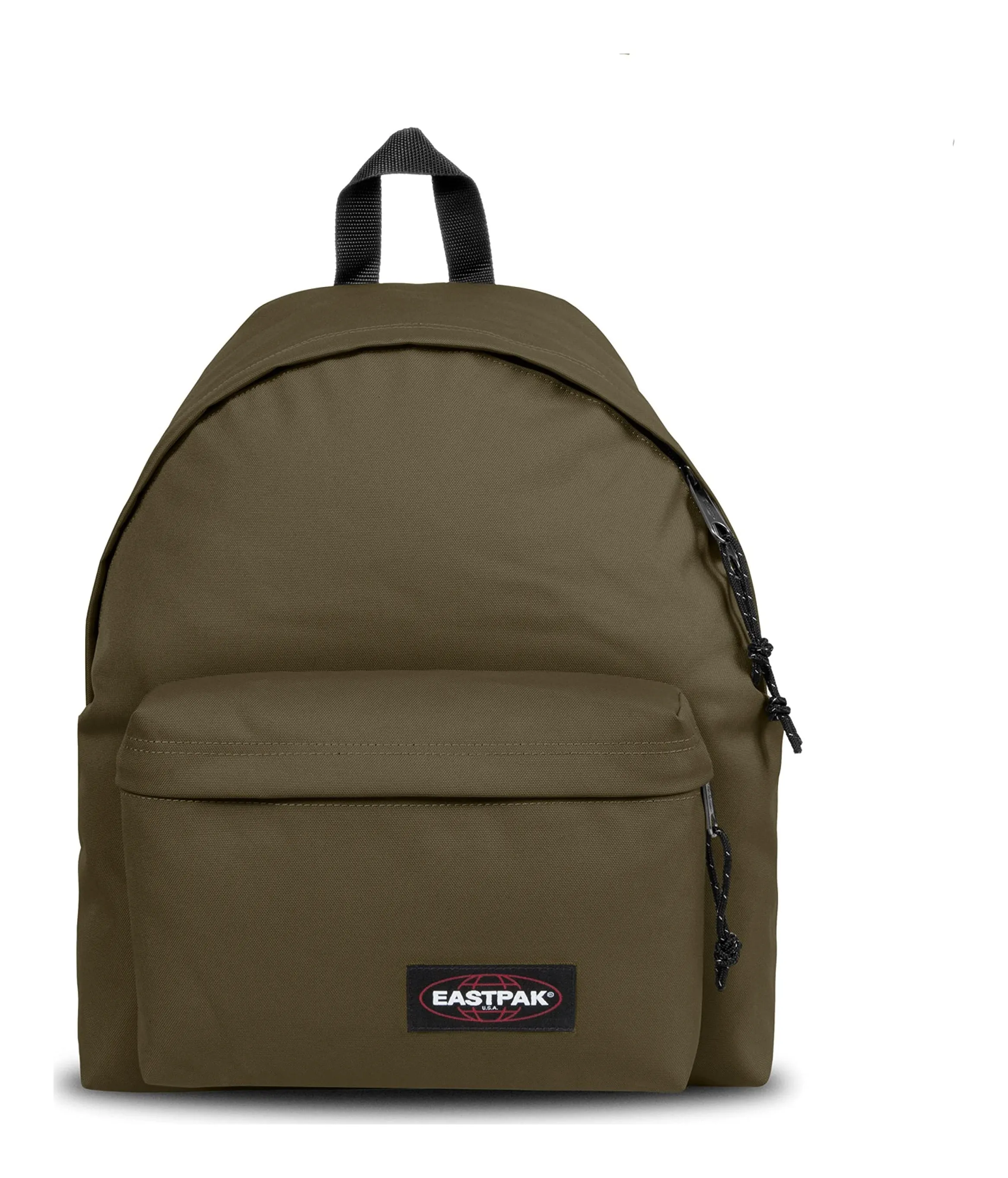Eastpak Padded Pak'r backpack in army-green nylon with a single front zip pocket and the Eastpak label