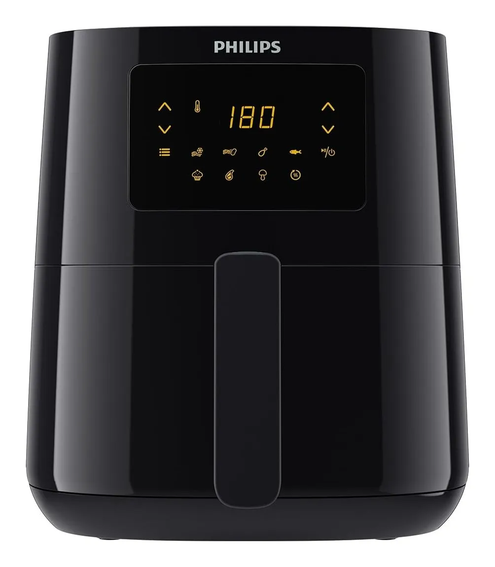 Philips 3000 Series Airfryer L HD9252/91 in black, front view with the touch panel visible